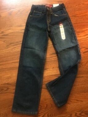 Arizona Boys Jeans Size 12 Slim Dark Blue Adjustable Waist New With Tags